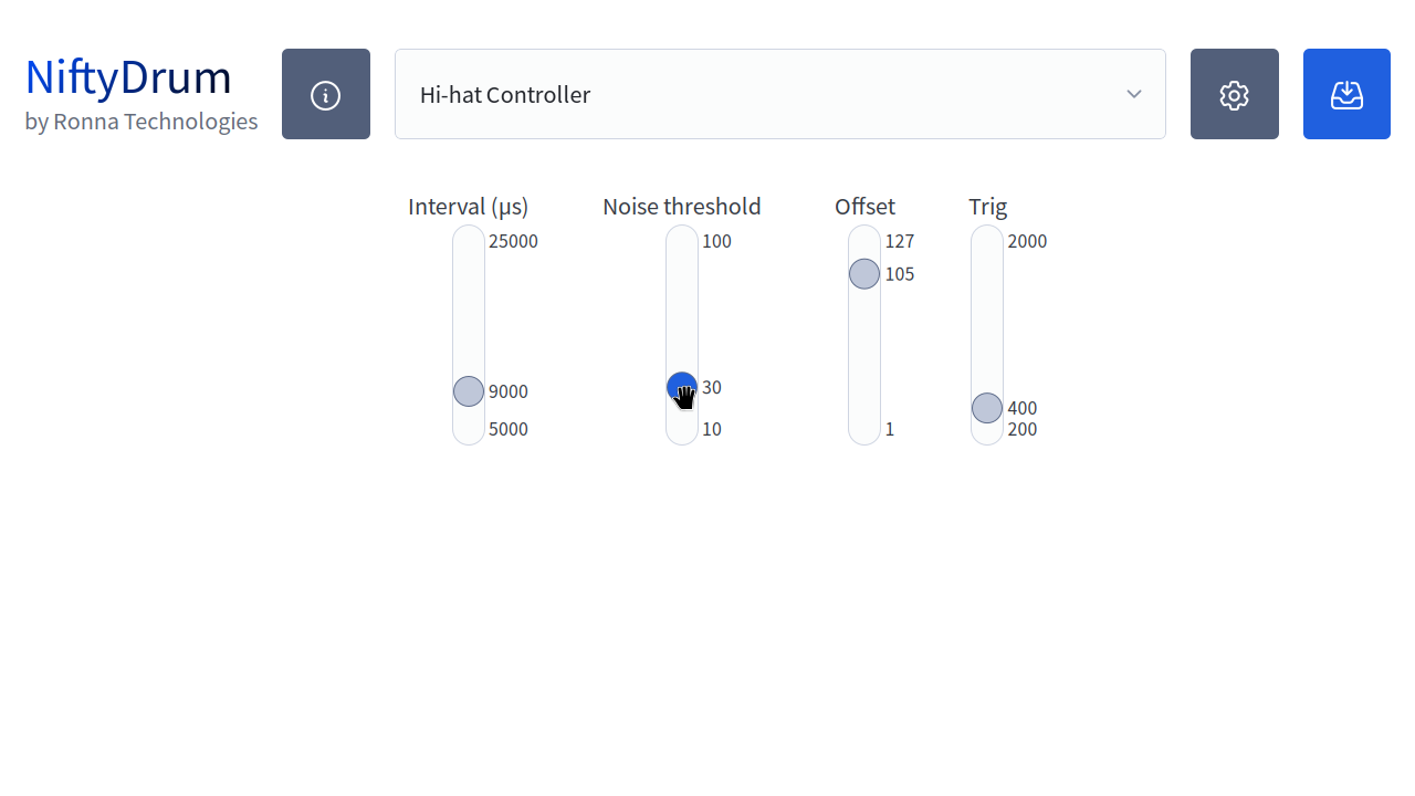 Hi-hat pedal configuration (Light Mode)