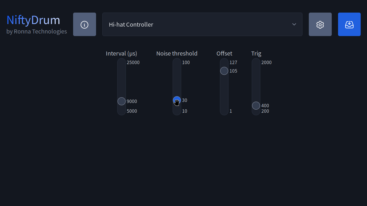 Hi-hat pedal configuration (Dark Mode)